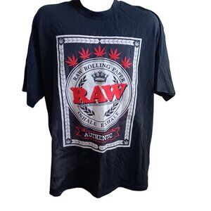 T-Shirt 2XL Raw Rolling Paper Graphic Black Cotton Pro Athletic Bleach Fade Y2K